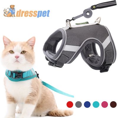 [HOT!] Cat Harness Breathable Collar For Pet Dogs and Leash Set Adjustable Chest Vest Walking Lead Reflective Clothes Kitten Puppy