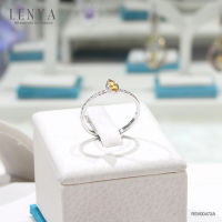 Lenya Jewelry  แหวนเงินแท้ ประดับพลอยสีเหลือง ซิทริน (citrine) ทรงมาร์คีย์ สวยเท่ห์อย่างมีสไตล์ ตัวเรือนชุบทองคำขาว