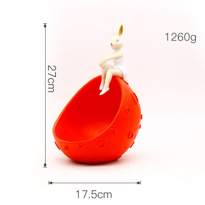 Creative Space Bunny Girl Half Moon Model Dried Fruit Plate Entrance Sundries Storage Decoration Ornament Desktop Storage Tray