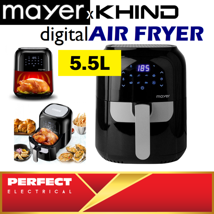 Khind Mayer 5.5L Digital Air Fryer MMAF501D Touch Screen Control Lazada