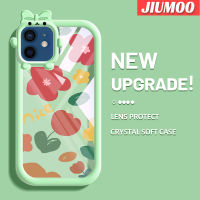 เคส JIUMOO สำหรับ iPhone 12 iPhone 12 Pro Max เคสแฟชั่นลายดอกไม้สวยสีสันสดใสน่ารักกล้องมอนสเตอร์น้อยนิ่มสำหรับเลนส์เคสมือถือกันกระแทกแบบใสเรียบง่ายฝาครอบป้องกันซิลิโคนความคิดสร้างสรรค์โปร่งใส