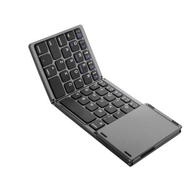 ขายดีที่สุด Mini Foldable Touch Mouse Keyboard คีย์บอร์ดไร้สายสามพับพร้อมทัชแพด
