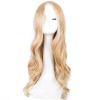 Cosplay Wig Fei-Show Synthetic Long Curly Middle Part Line Blonde Women Hair Costume Carnival Halloween Party Salon Hairpiece