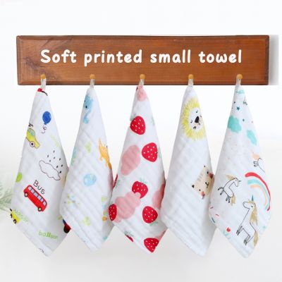 ♣☢✹ Six-layer Gauze Cotton Baby Washcloth Skin-friendly Bib Handkerchief Baby Towels Newborn Fluffy And Softer Printing Face Towel