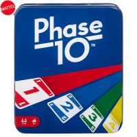 Mattel UNO Phase 10กล่องดีบุกการ์ดสำหรับครอบครัวความบันเทิงเกมสนุกปาร์ตี้ของขวัญของเล่นเด็กการเล่น