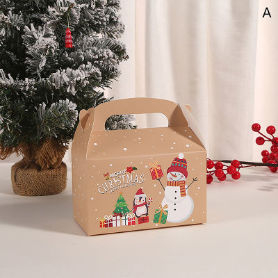 JIANG ถุงกล่องลูกกวาดสุขสันต์วันคริสต์มาส4ชิ้น,ถุงของขวัญซานต้าครอสคริสต์มาสกล่องกระดาษหูหิ้วเทศกาลฤดูใบไม้ผลิปาร์ตี้