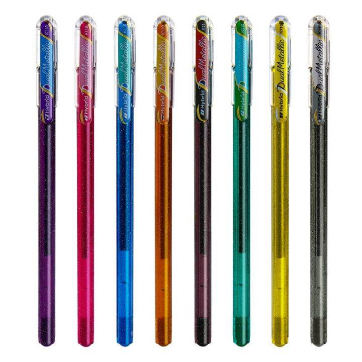 1pc-pentel-k110-k108-hybrid-shiny-colour-two-color-mixed-glitter-gel-pen-milk-color-0-8-1-0mm-card-decorative-painting-design