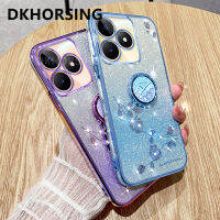 DKHORSING เคสโทรศัพท์ป้องกันกล้องสำหรับ Realme C51 C53 C55 C33 C30 C30S C35 C31 C25Y C21Y หรูหราไล่ระดับสีระยิบระยับนิรันดร์กุหลาบปลอกอ่อน Realmec51ฝาครอบกันกระแทก Realmec53 NFC พร้อมแหวนใส่นิ้ว