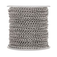 pandahall 25m/roll Stainless Steel Curb Chains Link Twisted Chains Soldered for Jewelry Making DIY Bracelet 4x3x0.6mm