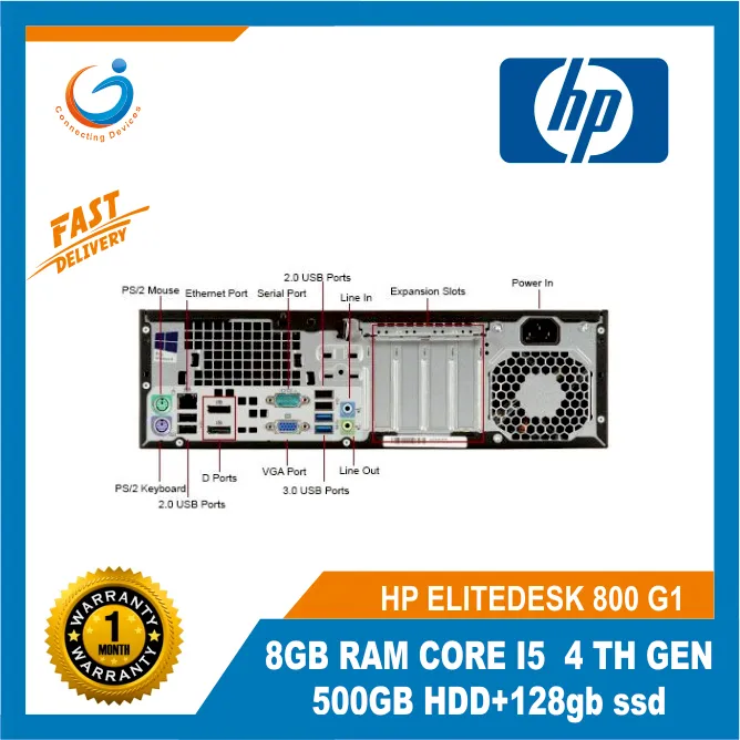 HP ELITEDESK 800 G1/ 8GB RAM/CORE I5/ 4 TH GEN /500GB HDD+128gb ssd  (Refurbished Desktop CPU)