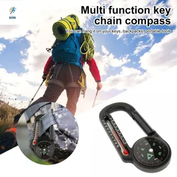 Compass With Carabiner + Multifunction Thermometer Portable Metal