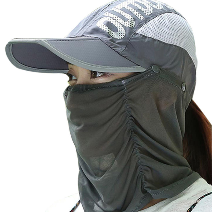 Foldable Sun Protection Cap with Face Cover For Man and Women Fashion ...