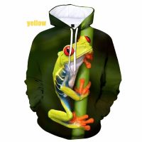 Sudadera con capucha de rana de árbol para hombre y mujer, suéter informal con estampado 3D de animales divertidos, talla grande, novedad de 2022