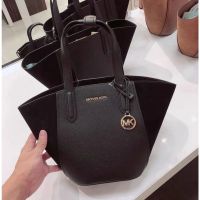 ? ของแท้!!! พร้อมส่งในไทย!!  Michael Kors Portia Small Tote Handbag Bucket Bag Leather Suede สีดำ อะไหล่ทอง ?