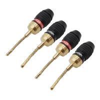 4Pcs/lot Gold-plated 2mm Banana Plug Braided Wire Flex Pins Bananas Male Plugs Connector for Spring Audio Speaker Terminals