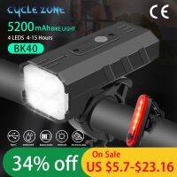 ♛▨ CYCLEZONE BK40 Bike Light USB Rechargeable T6 LED Bicycle Light 6/7 Modes MTB Flashlight Front Lamp With Rear Taillight Cycling