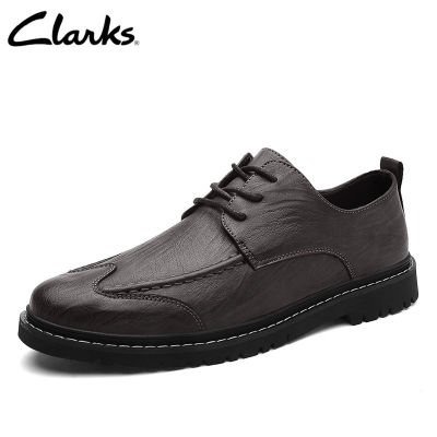 Clarks_Mens Dress Unlott Plain Brown รองเท้าทางการ รองเท้าหนังลำลองสำหรับผู้ชายธุรกิจ