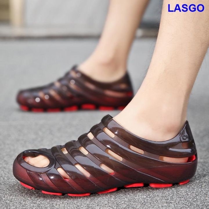 Men s Wading Hole Shoes All Match Baotou Jelly Slippers