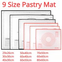 80/70/60/30cm Silicone Non-stick Kitchen Kneading Pad Oversize Rolling Silicone Crepes Pizza Mat Baking Dough Pastry Mat Tools Bread  Cake Cookie Acce