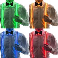 Luminous Men 39;s Led Glow Suspenders Bow Tie Perfect Music Suspenders Illuminated Birthday Wedding Festival Costume Party Supplies