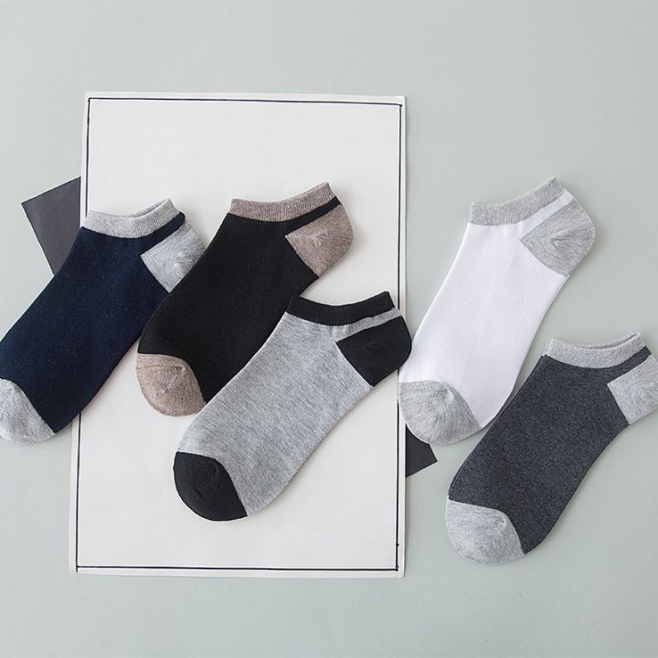 5-pairs-low-cut-men-casual-socks-black-white-gray-solid-color-male-boat-socks-comfortable-breathable-patchwork-short-ankle-socks