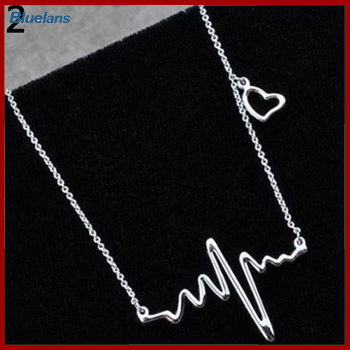 Bluelans®เครื่องประดับห้อยสร้อยคอรูปหัวใจรูปจังหวะการเต้นของหัวใจสุดสร้างสรรค์ของผู้หญิง