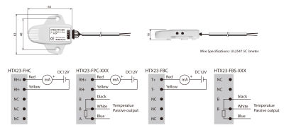HTX23 Series (RH&amp;Temp for Indoor ) เซนเซอร์อุณหภูมิและความชื้น เอาต์พุตค่าต่างๆ
