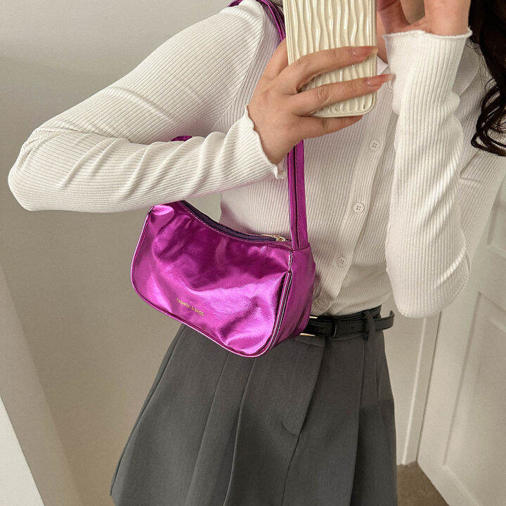 กระเป๋าโท้ทสีทึบผู้หญิงกระเป๋าโฮโบเรียบง่ายกระเป๋าถือผู้หญิงกระเป๋านิ่มย้อนยุค