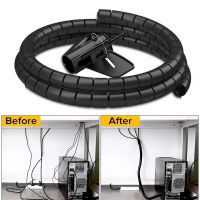 ❏☢ 2M/1M Flexible Spiral Cable Wire Protector Cable Organizer Computer Cord Protective Tube Clip Organizer Management Tools 16/10mm