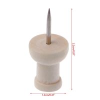 40 Pcs Wooden Thumbtack Creative Decorative Drawing Push Pins Wood Head Office Y98A