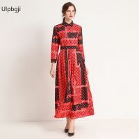 European and American Fashion All-Match Waist Slimming Positioning Printed Dress