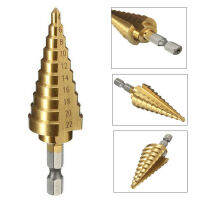 1Pc เหล็กความเร็วสูง Step Cone Dril Bit 4-22MM HSS Hexagonal Shank Titanium Step Cone เจาะบิตสำหรับเจาะรู