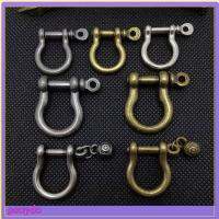 GOUPDO 5pcs 10มม./8.5มม./9.8มม. Carabiner ถอดออกได้ ทองเหลืองที่เป็นของแข็ง ตะขอพวงกุญแจ 6รูปแบบ ทองแดงบริสุทธิ์ ลวดเย็บกระดาษ D Bow อุปกรณ์เสริม DIY กระเป๋าเดินทาง