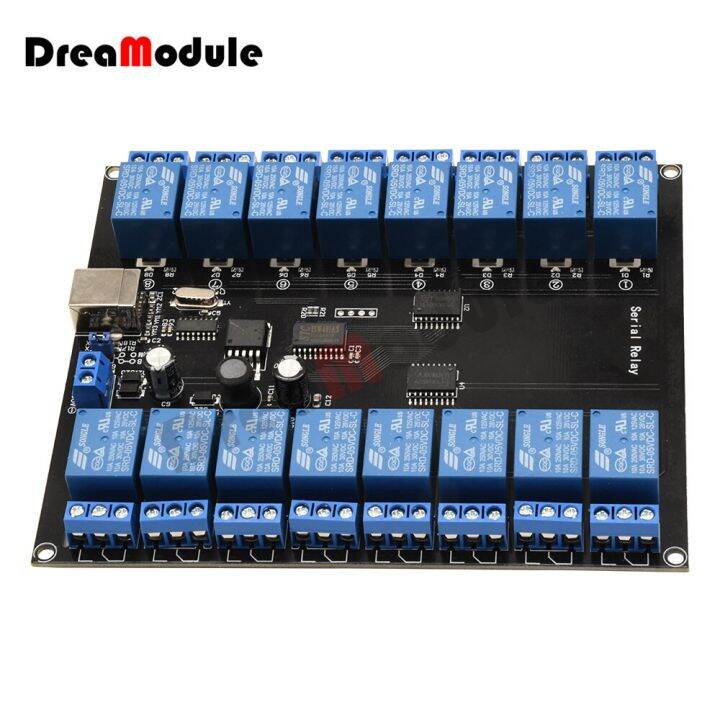 DC 7V38V 16 Channel Serial Port Relay Module Board 12V 24V DC For