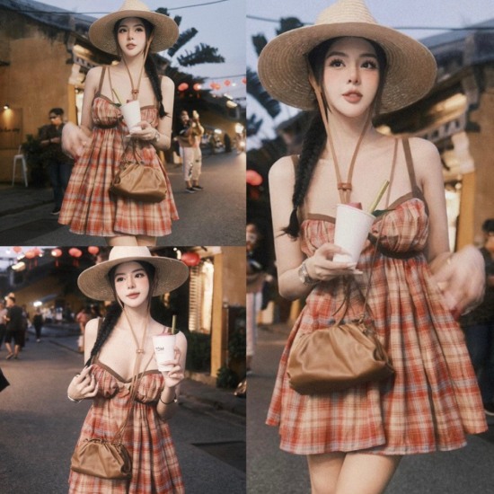 Váy kẻ caro 2 dây [Thiết kế của LC] chất liệu siêu đẹp và trẻ trung |  Shopee Việt Nam