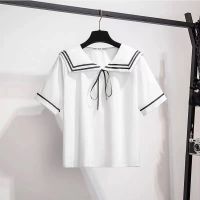 Single/suit the new summer 2022 French navy collar with short sleeves female pleated of tall waist two-piece outfit