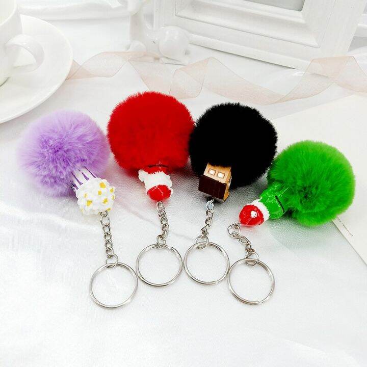 ใหม่จี้พวงกุญแจปอมปอน-hairball-ความคิดสร้างสรรค์-kado-kecil-เรซิ่นซานตาคลอสเครื่องประดับบ้านจิ๋วจี้