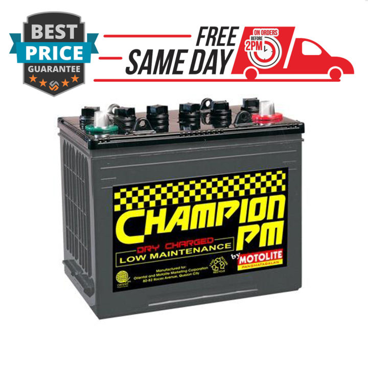 Motolite Champion 6sm Low Maintenance Car Battery 12mos Warranty