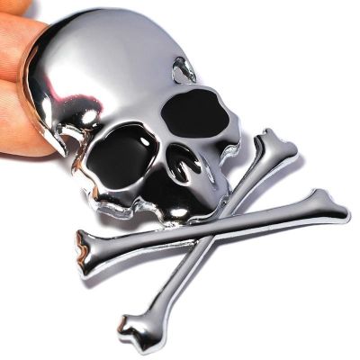 ☽₪○ 3D Metal Skull Skeleton Crossbones Car Motorcycle Sticker Truck Label Badge Styling Decoration