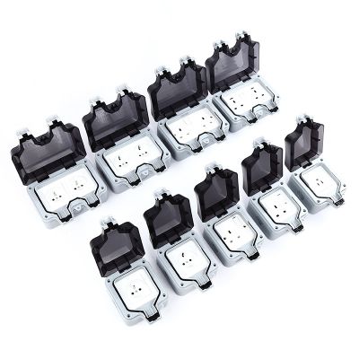 ♕♠ஐ IP66 Waterproof Wall Power Socket Box Outdoor 16A Double Weatherproof EU Standard Electrical Outlet Grounded AC 110 250V