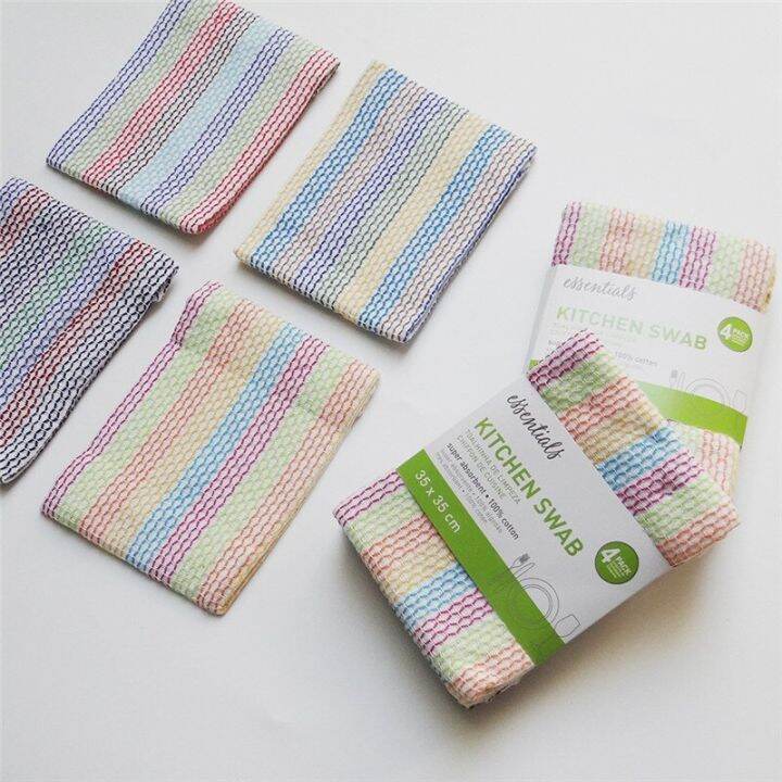 4pcs-34x34cm-double-sided-absorbent-kitchen-swab-dish-cloth-non-stick-oil-wipes-scouring-pad-cotton-towels