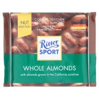 Chocolate Ritter sport  รส whole almond Net:100 g. BBF 01/12/23