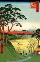 ศิลปะภูมิทัศน์ญี่ปุ่น Hiroshige Meguro Jijigachaya ภาพพิมพ์ศิลปะโปสเตอร์ผ้าไหมของตกแต่งผนังบ้าน0726