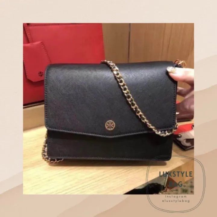 Authentic Original Tory Burch Robinson Convertible Shoulder Bag Black