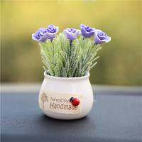 【Chat-support】 hhu09 เครื่องประดับจำลองรถ Green Rose Lavender Car Decor