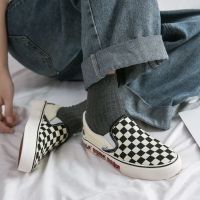 ✖☍  Blossoming Vances summer air grid printed canvas shoes male lovers han edition joker sneakers a pedal