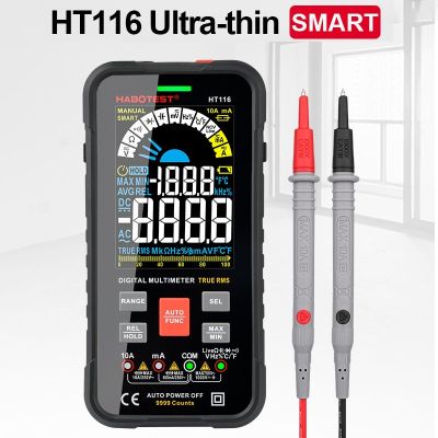 มัลติมิเตอร์แบบดิจิทัล HT116 9999ตัวนับอัจฉริยะช่วงเครื่องทดสอบมัลติมิเตอร์โอห์ม Hz ความจุจริง RMS AC DC DMM มัลติเมโทร