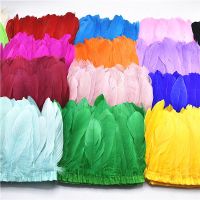 1meter/lot Golden Goose Feathers Ribbon Trim 15-20cm Diy Needlework Feathers for Jewelry Making Decoration Dress Plumas Material