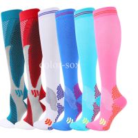 【Sock shop】ใหม่ถุงเท้าการบีบอัด20-30mmhg ถุงน่องสูงผู้ชายผู้หญิงถุงเท้ากีฬาสำหรับมาราธอนขี่จักรยานฟุตบอลเส้นเลือดขอด EU36-50 Meias