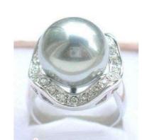 Crystal Grey Shell Pearl Ring Size: 7.8.9 # #